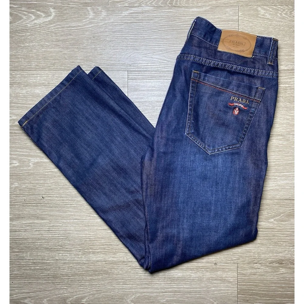 *Pre-Owned PRADA Milano Dal 1913 34x28 Men Jeans Blue Denim Straight Leg Vintage